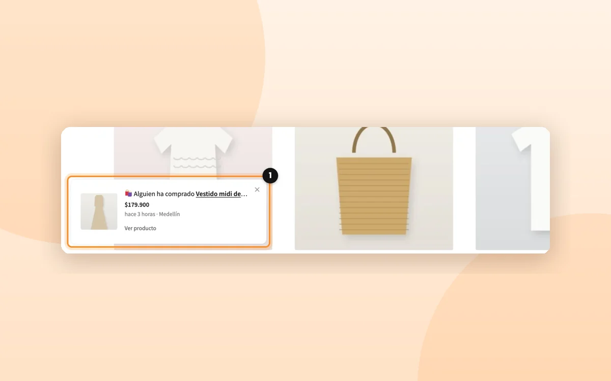 El popup de compra reciente