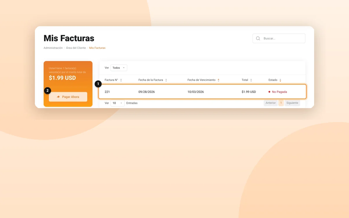 Facturas, pagos y renovación automática