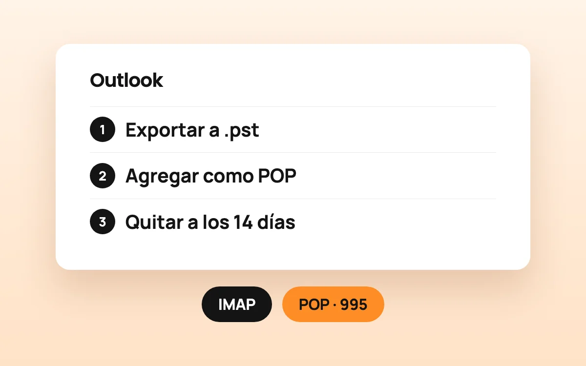 Pasar Outlook de IMAP a POP sin perder correos